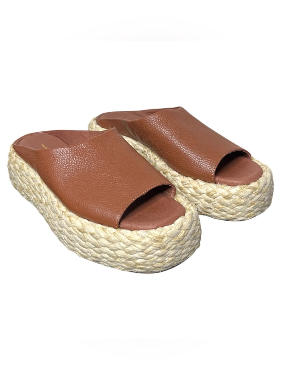 Intentionally Blank Terracotta Brown Hightide Flatform Raffia Platform Sandals